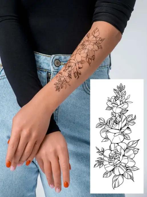 Caprice tattoo | Временная переводная татуировка цветы