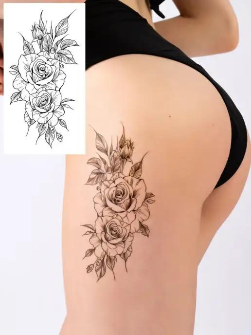 Caprice tattoo | Временная переводная татуировка цветы