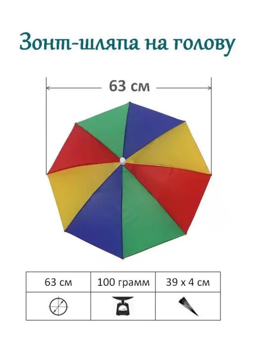 Зонт шляпа на голову 63 см