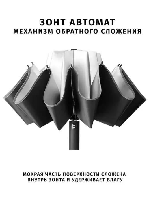 Зонт мужской автомат черный обратного сложения