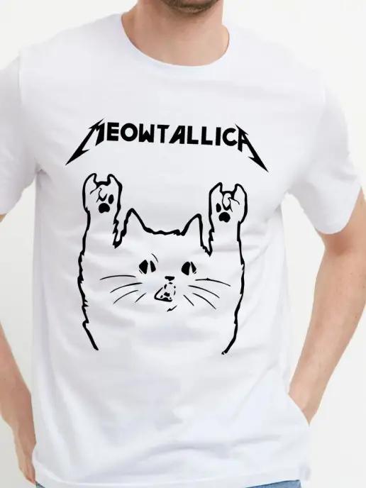 Футболка с принтом "MEOWTALLICA" подарок