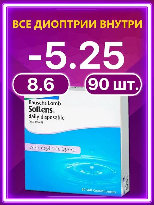 Линзы Bausch + Lomb 90 шт -5.25