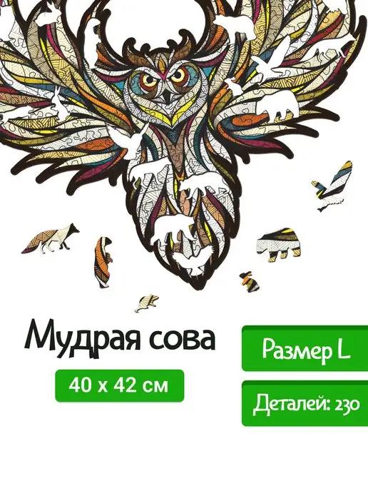 Деревянный пазл Мудрая Сова L 40x42 см