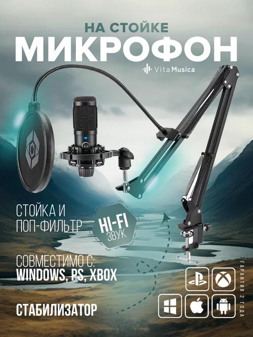 Игровой музыкальный USB микрофон для пк с пантографом