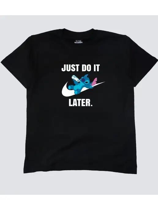 Yoha Print | Футболка с принтом Just do it later Стич Найк