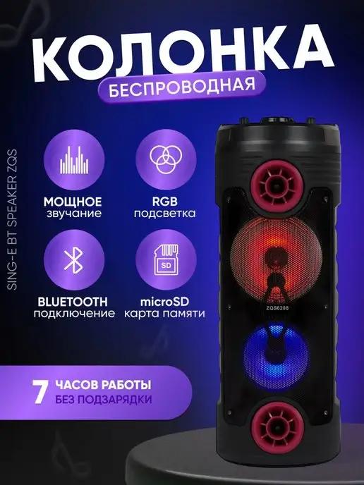 BTSPEAKERZQS | Колонка беспроводная портативная с караоке Bluetooth