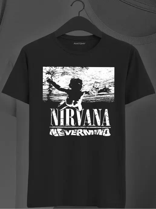 Футболка черная хлопковая с принтом Nirvana