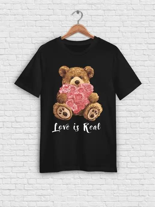 Printech | Футболка Сердце Роза Мишка Тедди Teddy Bear Love