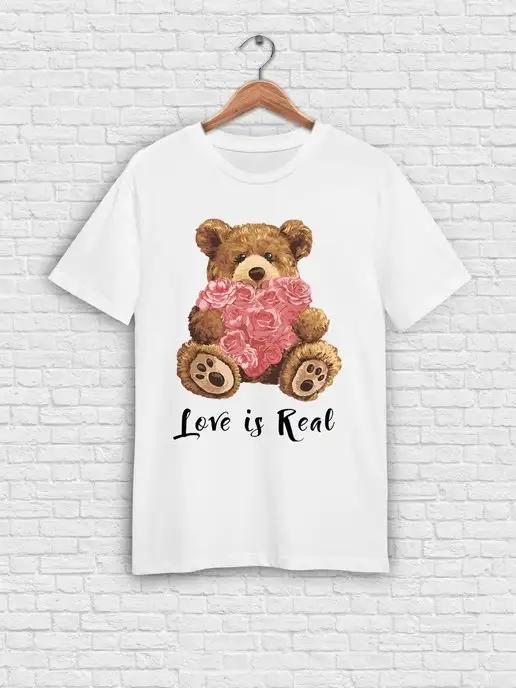 Футболка Сердце Роза Мишка Тедди Teddy Bear Love