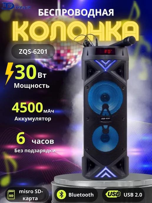 Беспроводная Bluetooth колонка с караоке ZQS-6201