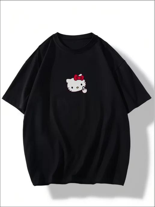 hello kitty футболка оверсайз c принтом хэллоу китти fuck