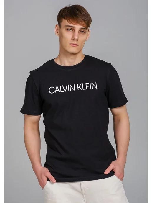 Футболка базовая с принтом Calvin Klein хлопок