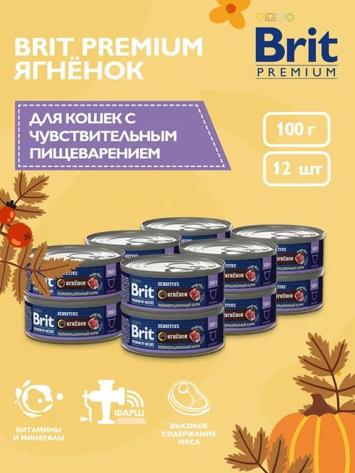 Консервы для кошек с мясом ягненка, 100 г х 12 шт