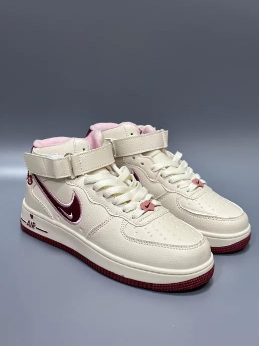 Зимние кроссовки с мехом air force cherry