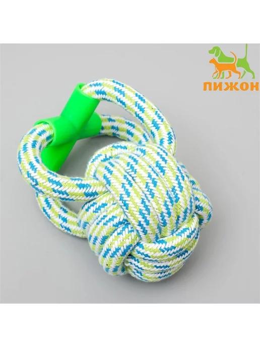 Игрушка канатная "Мегамяч" с ручкой, до 190 г, 15x9 см