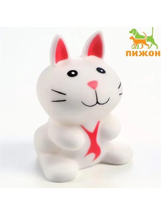 Игрушка пищащая "Кот" для собак, 8,5 см, белая