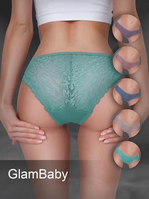 GlamBaby | Трусы в рубчик кружевные набор 5 шт