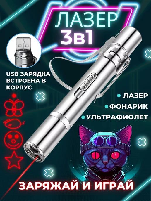 Лазерная указка для кошек и собак детская с зарядкой USB