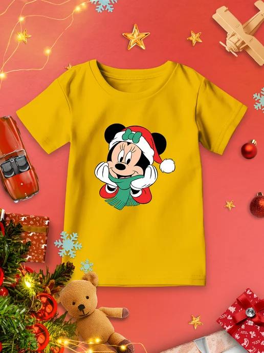 Новогодняя детская футболка Mickey Mouse Микки Маус Дисней