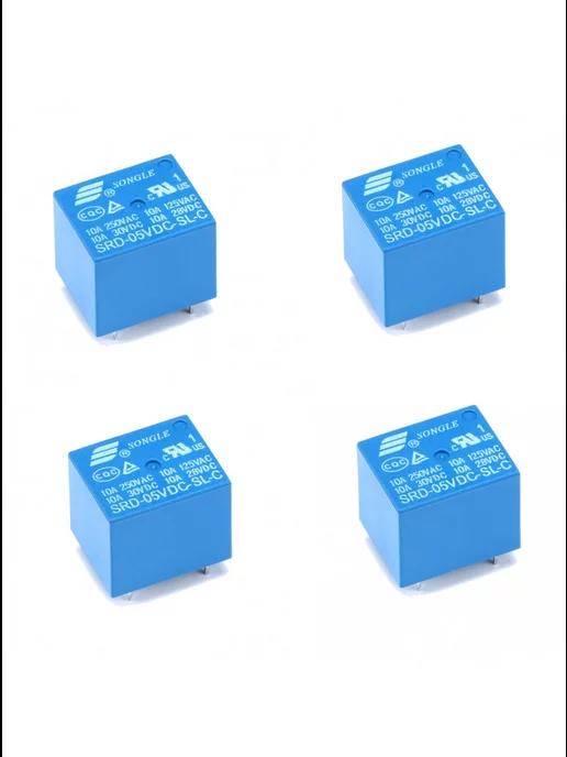 Электромагнитное реле 5В 10А (SRD-05VDC-SL-C) 4шт