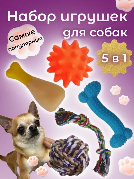 BulliDog | Игрушки для собак мелких пород и щенков набор 5 в 1