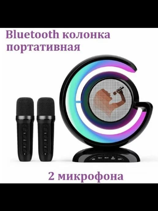 Беспроводная Bluetooth караоке колонка с 2 микрофонами