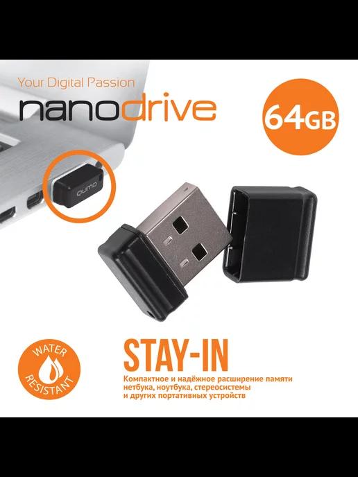 Флешка 64GB USB 2.0 Nano Black, цвет корпуса черный