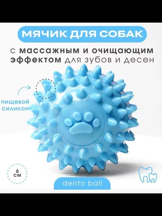 Игрушка для собак массажный мяч - Dento Ball (Голубой)