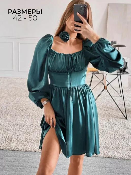 Benti dress | Вечернее Платье мини атласное на осень