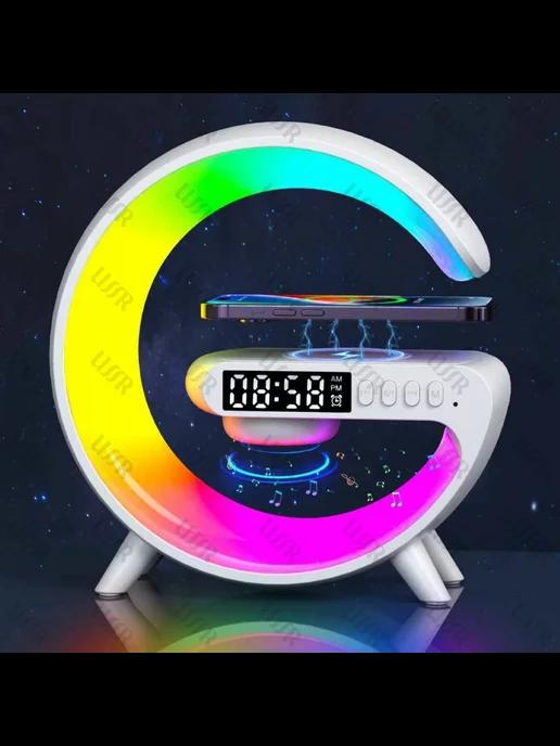 Колонка блютуз беспроводная зарядка ночник 5 в 1 RGB