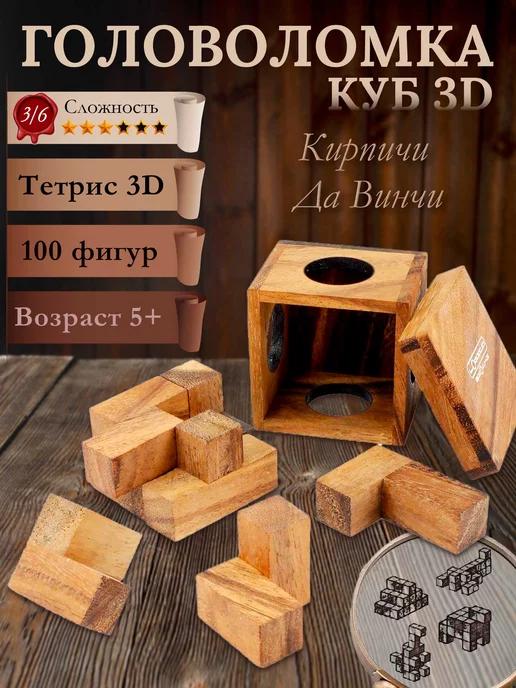 Кирпичи Да Винчи 100 в 1 - Тетрис 3D деревянная головоломка