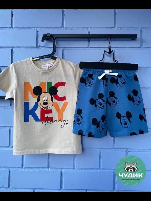 Комплект шорты и футболка ZARA KIDS, принт Микки Маус