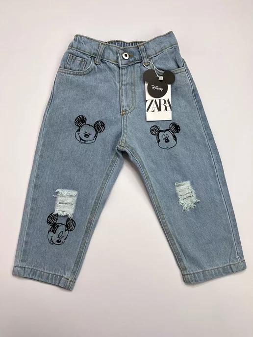 Mickey Collection | Джинсы бананы детские ZARA широкие на резинке