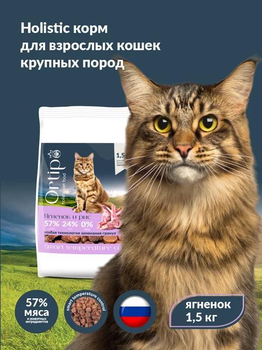 Корм для крупных кошек с ягненком, 1,5 кг