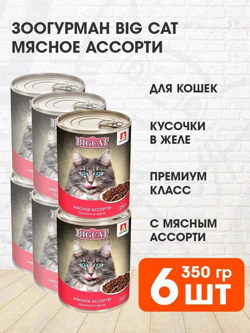 Корм влажный Big Cat кошек мясное ассорти в желе 350 г 6 шт