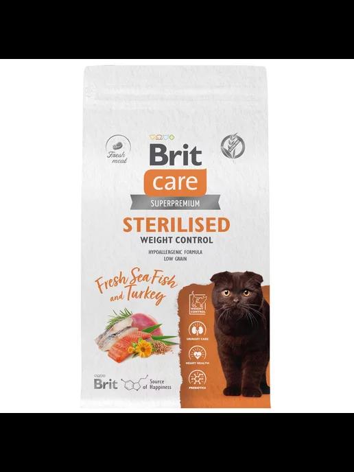 Корм сухой Брит кейр Cat Sterilised Weight Control, 1,5 кг