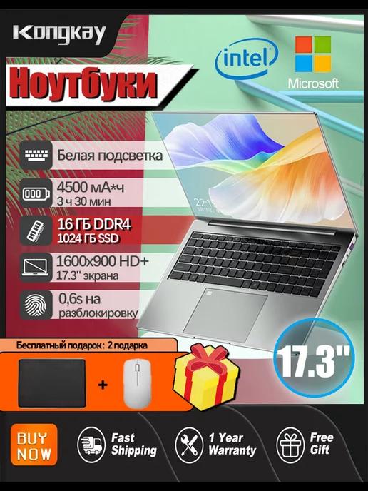 Ноутбук 17 дюймов Intel Celeron N5095 (2 0 ГГц) RAM16-SSD