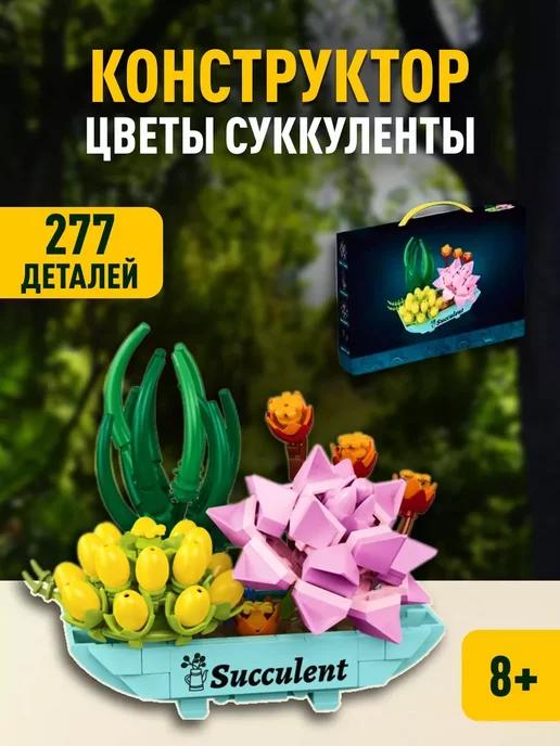 Конструктор Flowers Цветы суккуленты 3D 097 277 дет