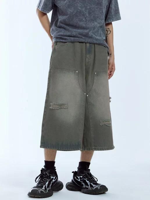 Шорты Y2K удлиненные широкие багги SK8 бермуды jnco