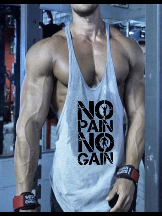 Майка спортивная с принтом NO PAIN NO GAIN