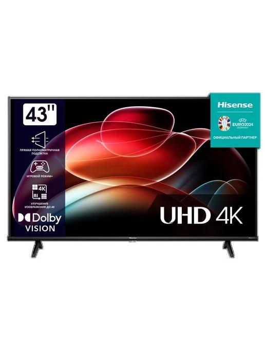 43" Телевизор LED DLED 43A6K, 4K Ultra HD, черный