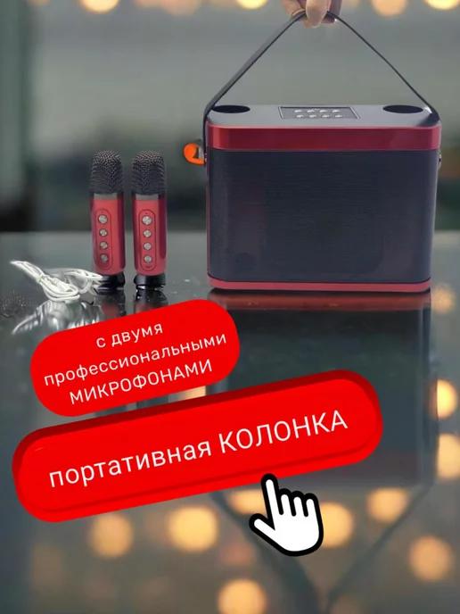 Колонка беспроводная музыкальная с двумя микрофонами