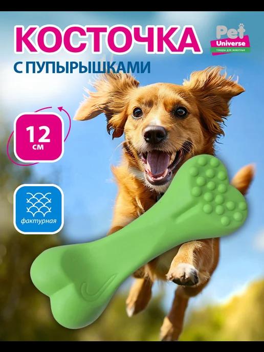 Игрушка для собак косточка с пупырышками 12 см ТПР PU3071GN