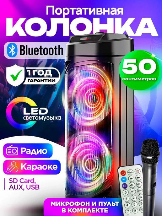 Музыкальная беспроводная колонка bluetooth с караоке 50 см