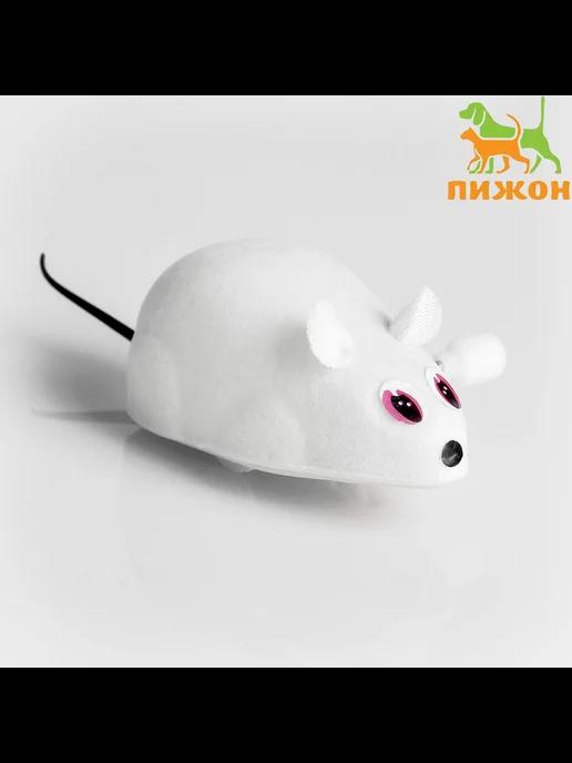 Игрушка мышка для кошки бархатная, заводная