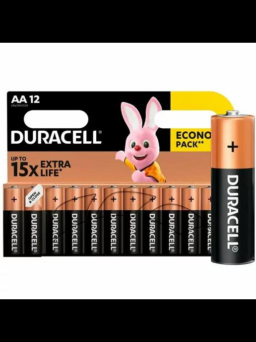 Duracell Батарейка AA Пальчиковая 1 5 В 12 шт