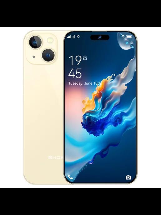 Смартфон I15 PLUS, 6,7 дюйма,Android 14,12 ГБ+512 ГБ,Золотой