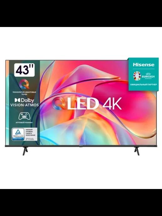 Телевизор 43", 4K UHD, Smart TV, HDMI, USB, черный