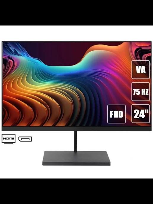 Монитор 23.8", VA, Full HD 1920x1080, 75Гц, HDMI, DP, черный