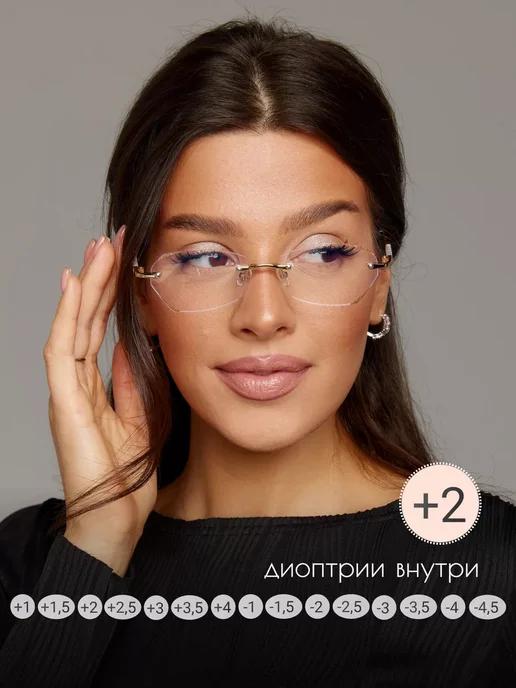 Очки для зрения безоправные корригирующие +2